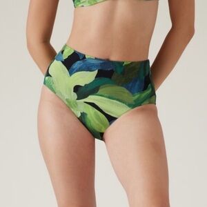 Athleta Swim Liana High Waist Green Floral Bikini Bottom Small New with Tags